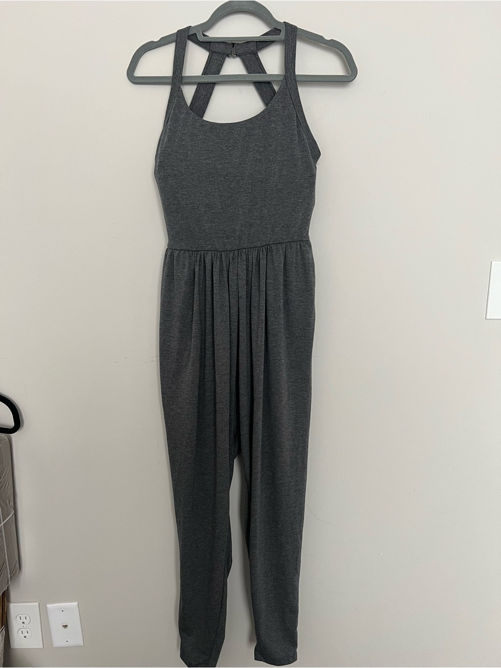 Halara Heather Gray U Neck Pocket Harem Casual Jumpsuit-Easy Peezy Edition Sz S